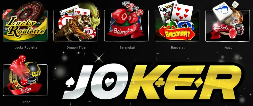 Joker123 casino banner with the Joker123 logo and slot artwork