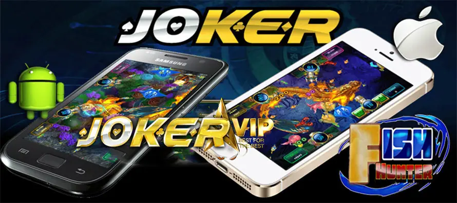 Joker123 promotional banner for its fish shooting arcade games