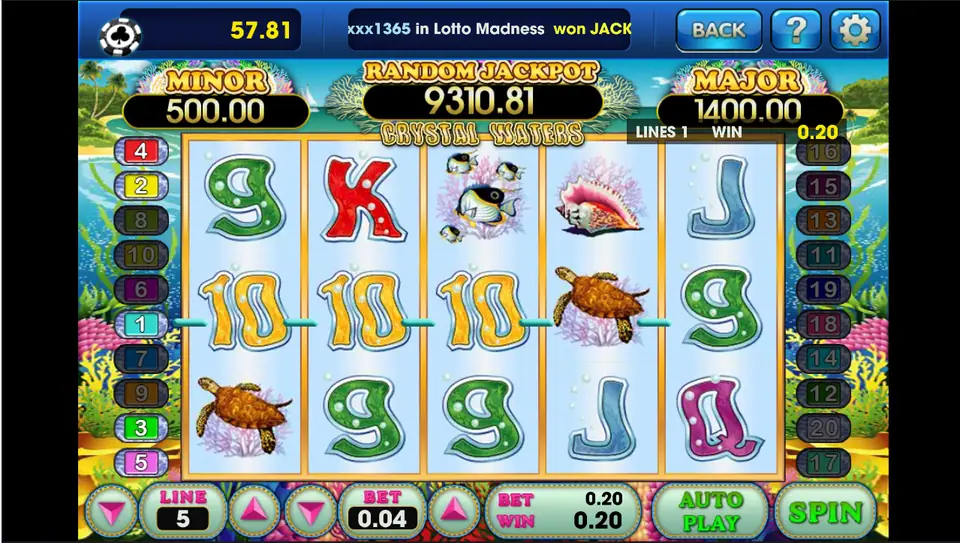 Crystal Waters free spins with the Bonus Fish on the middle reel and a multiplier