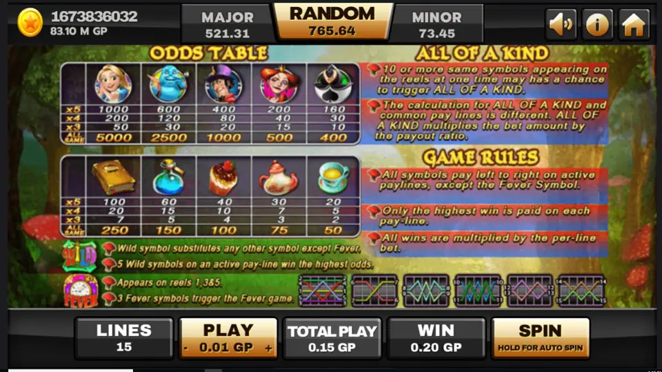 Alice scatter symbols landing on separate reels to start free spins