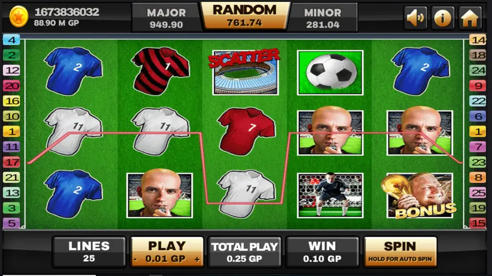 Football Rules command bar with plus and minus bet buttons