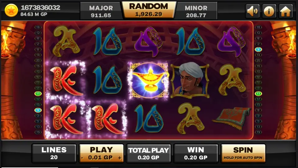 Genie reels on Joker123 with magic carpet, cobra and sword symbols