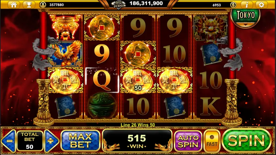 Three green ball scatters landing on the Resurrection Dragons reels