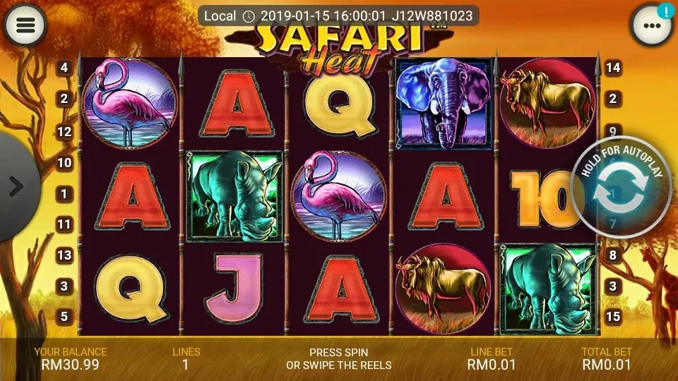 Red or black card gamble screen in Safari Heat