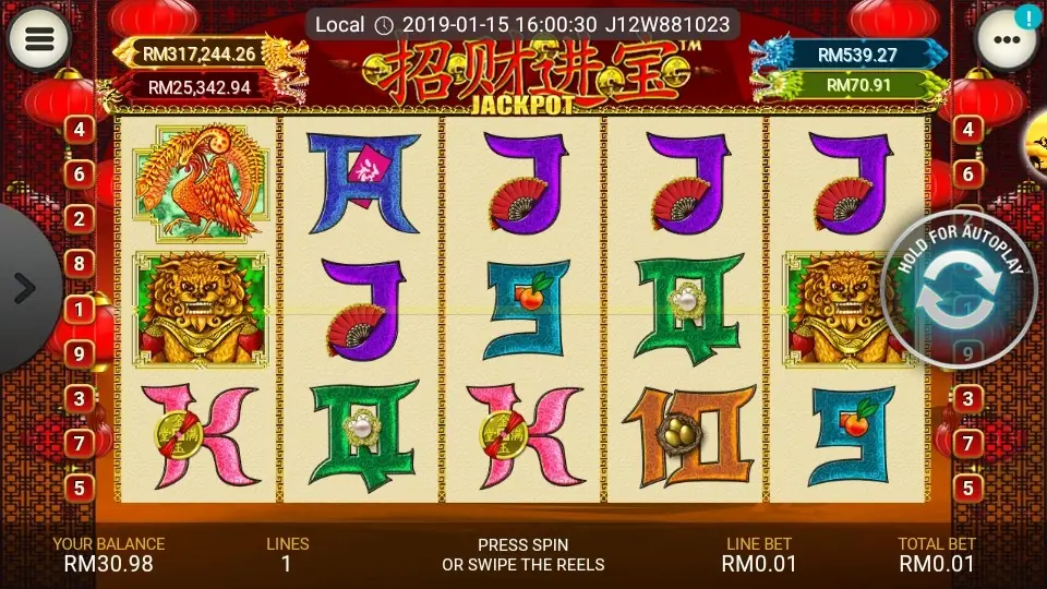 Zhao Cai Jin Bao Jackpot reels on LPE88 with gold and red festive symbols