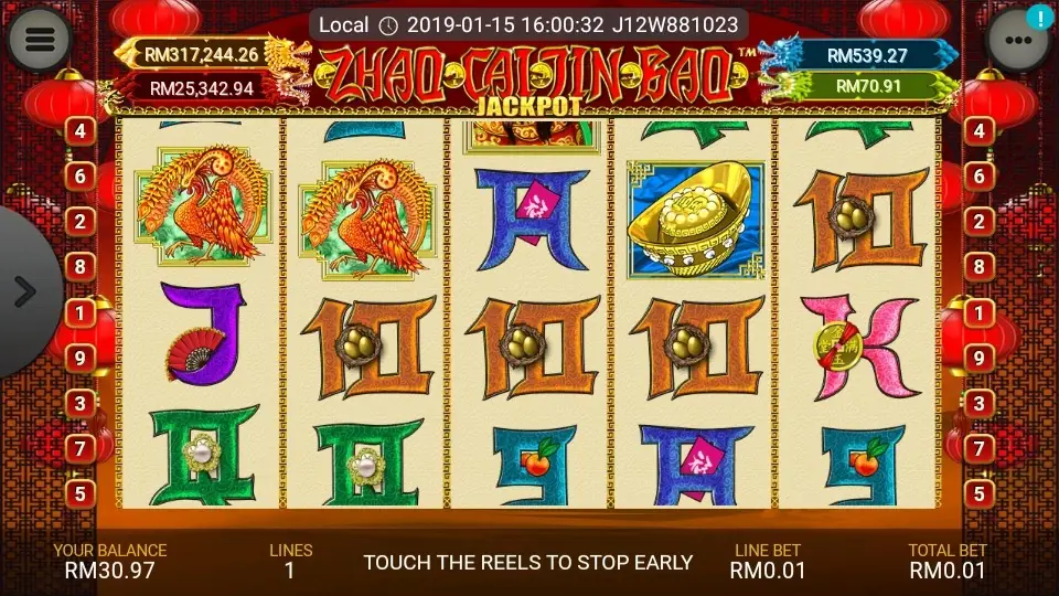 Zhao Cai Jin Bao Jackpot reels on LPE88 with dragon and lion symbols