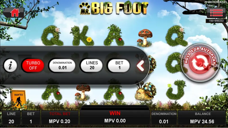 Mr.Big Foot transparent reels on Sky777 with the forest behind them