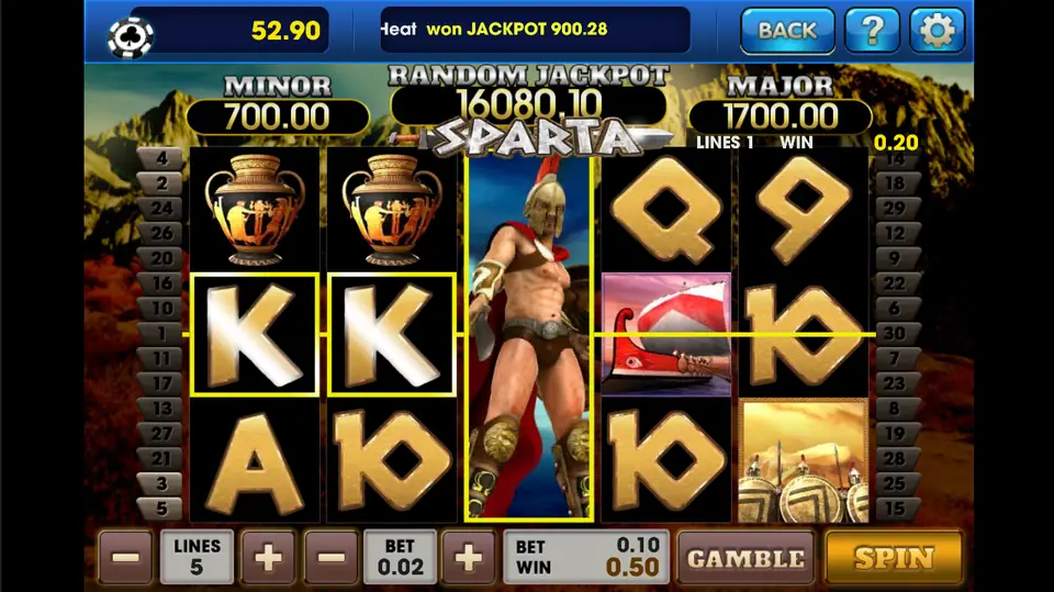 Sparta slot reels on 3Win8 with Greek warrior themed artwork