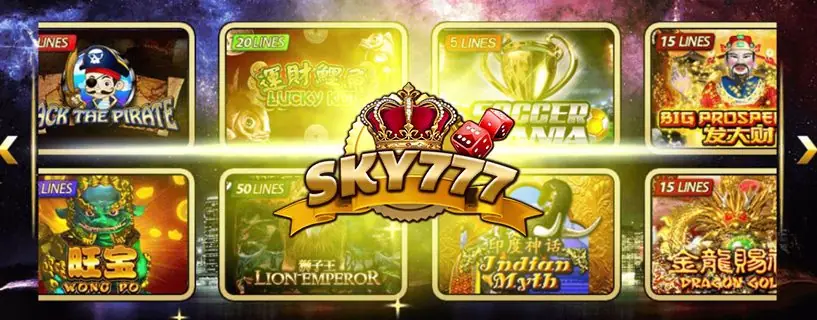 Sky777 casino banner with the Sky777 logo against a night sky